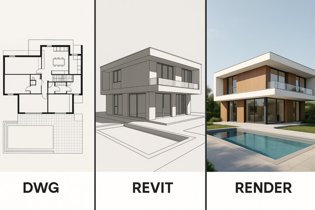 CAD drawing converted to BIM model using Revit