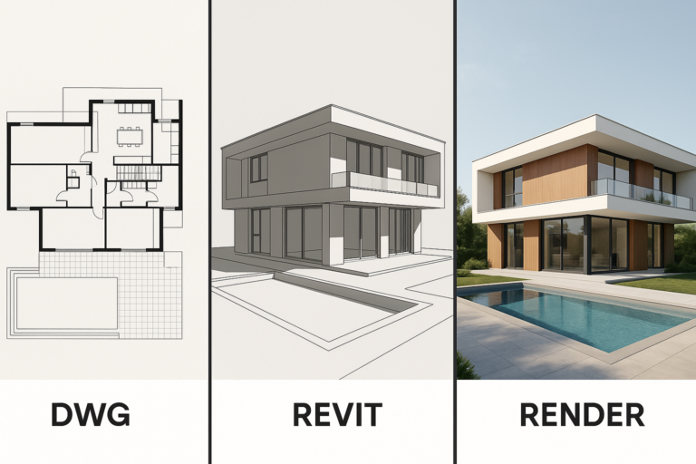 Contemporary residence shown from BIM to reality